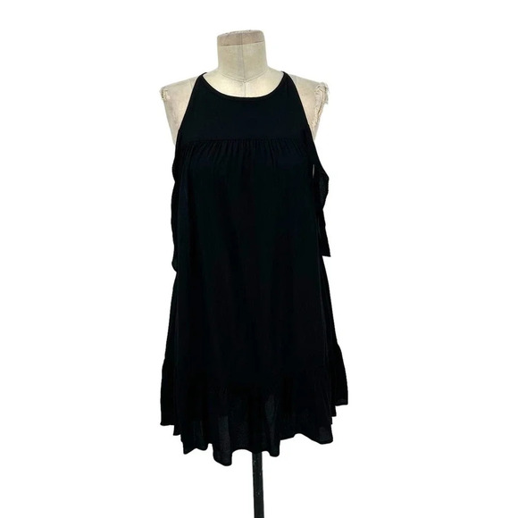 SUBOO Valley Frill‎ Cold-Shoulder Coverup Dress in Black Size US 4 - Picture 2 of 11